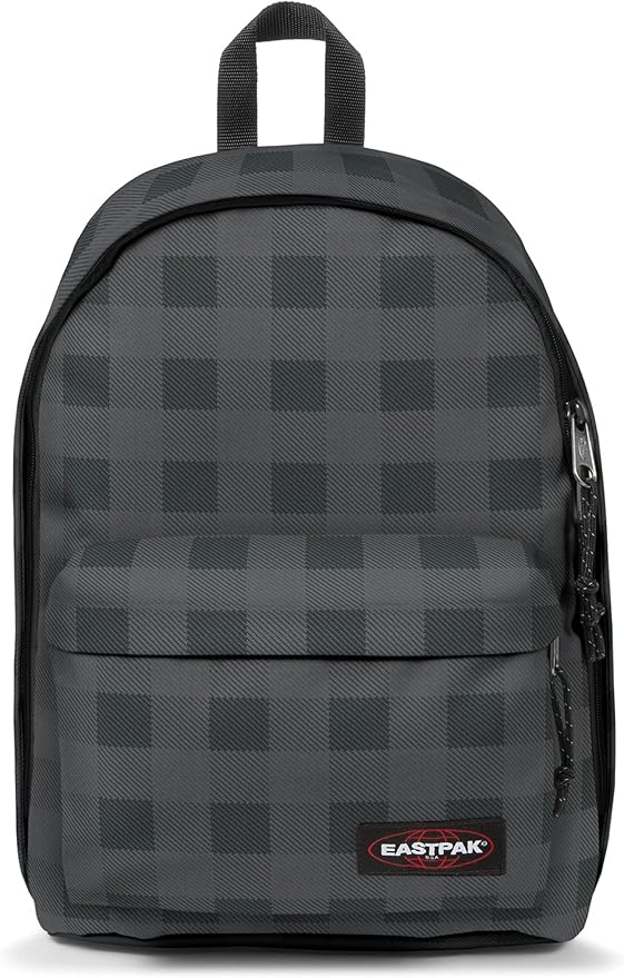 EASTPAK Out Of Office – 31L Backpack with Dual Compartments, 16” Laptop Sleeve, Security Pocket, Bottle Holder & Air Mesh Straps, Checker Dark Grey