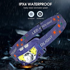 LHKNL Headlamp Flashlight, Lumen Ultra-Bright LED Rechargeable Headlight with White Red Light,2-Pack Waterproof Motion Sensor Head Lamp,8 Modes for Outdoor Camping Running Fishing- Blue