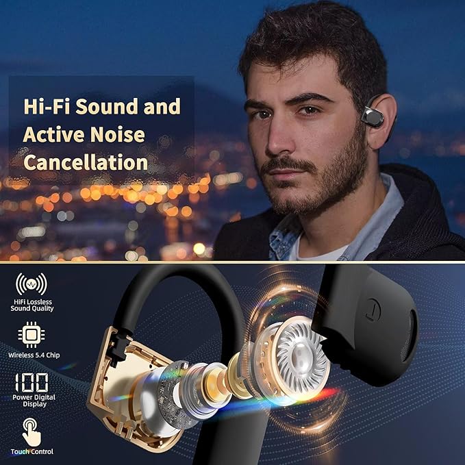 Ai Language Translation Earbuds, Translator Earbuds Real Time with APP Compatible with iOS & Android, 144-Language Bluetooth Headphones Translating Device for Travel and Business - Black