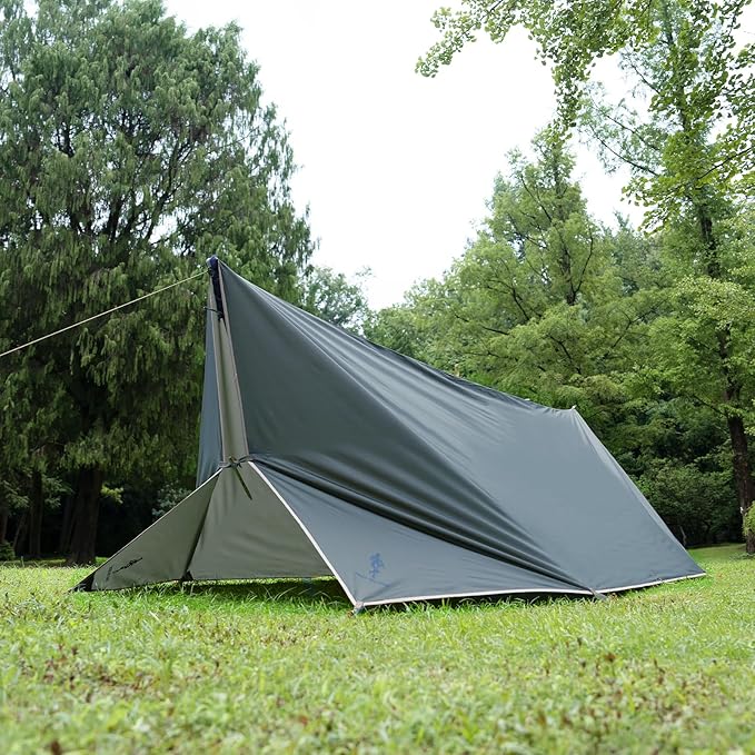 FREE SOLDIER Camping Tarp Waterproof Portable Multifunctional Outdoor Traveling Awning Backpacking Shelter Rain Tarp (Blue Gray 10×10.5ft)