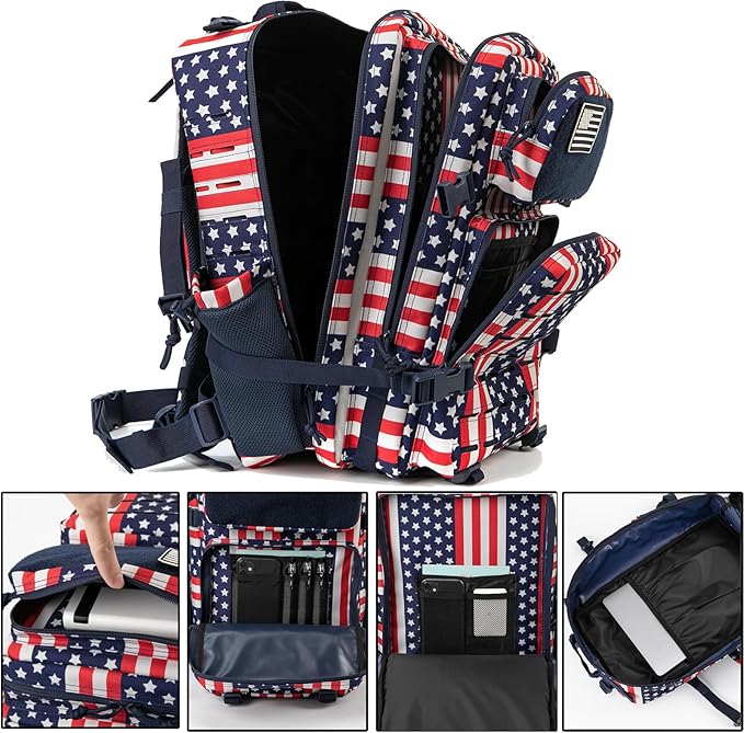 QT&QY 25L/45L Military Tactical Backpack For Men Molle Daypack 3 Day Bug Out Bag Hiking Rucksack With Bottle Holder