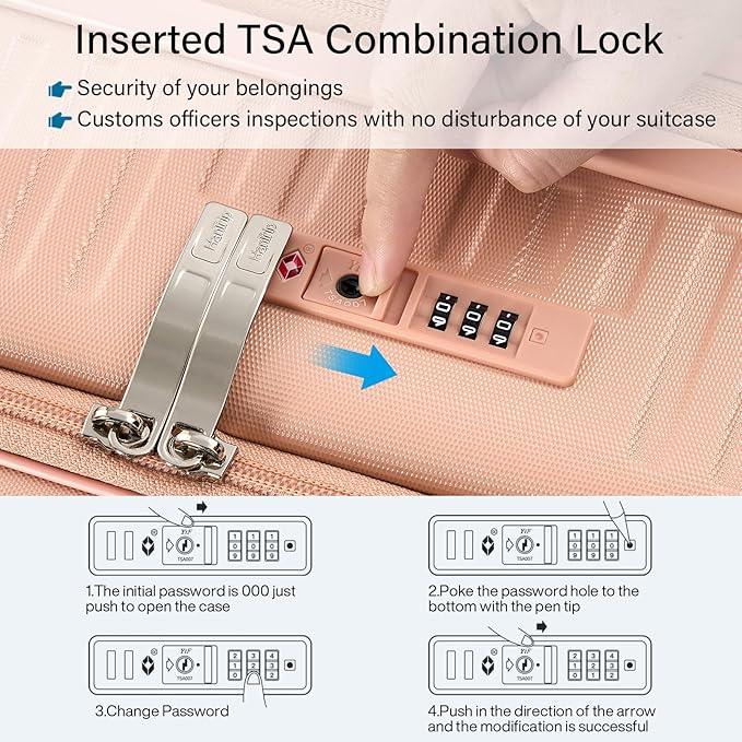 Hard Shell Suitcases 24 Inch Check in Luggage with Spinner Wheels Cup Holder, Lightweight Top Opening Expandable Luggage Hard Case Rolling Medium Checked Suitcase with Lock, Pink