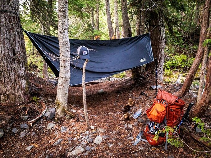 Waterproof Hammock Rain Fly [12ft x 9ft] - Portable Large Camping Tarp - Premium Lightweight Ripstop Nylon Cover - Fast Set Up + Accessories - A Camping Gear Essential! 12x9 ft HEX Shape