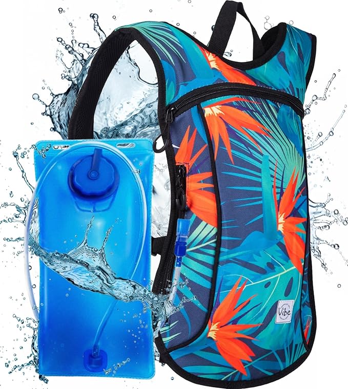 Vibe Festival Gear Hydration Pack Backpack with 2L Water Bladder for Women, Men, Teens, Kids - Hydropack Hydro Sports, Outdoor, Running, Camping, Hiking, Festivals, Raves