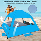 Venustas Beach Tent Sun Shelter for 3/4-5/6-7/8-10 Person, UPF 50+ UV Protection Beach Canopy, Lightweight and Easy Setup Cabana, Portable Shade Tent