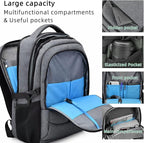 DUSLANG 17 Inch Laptop Backpack for Travel Water Resistant College Backpack for Men/Women Laptop Bag with USB Charging Port and Rain Cover,light grey