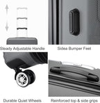 Kono 3 Piece Luggage Sets Expandable(only 28") Lightweight with Spinner Wheels TSA Lock Hardside Travel Rolling Suitcases 20in 24in 28in Carry on Grey