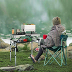 REDCAMP Small Folding Grill Table for Outside, 2Ft Lightweight 4 Height Adjustable Portable Metal Table with Mesh Desktop, Outdoor Table for Camping Picnic Beach and BBQ, Silver