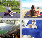 REDCAMP Large Waterproof Stadium Blanket for Cold Weather, Soft Warm Fleece Camping Blanket Windproof for Outdoor Sports, Blue