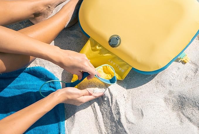 Ballast Cool Combo Beach Pillow - One Inflatable Pillow + One Cooling Pack Bundled Together, The Best Way to Chill at The Beach, Pool, Or Camping (Sunshine Yellow)