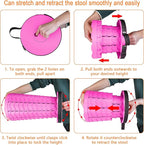 Boreeman Upgraded Folding Stool Lightweight Yet More Sturdy with Load Capacity 400lbs Portable Collapsible Stool for Camping Fishing Hiking BBQ (Pink)