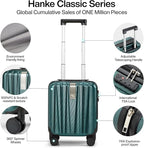 Hanke 14 Inch Underseat Carry On Luggage with Wheels Hard Shell Suitcases Lightweight Small Luggage for Weekender Mini Suitcase Carry On Bag Travel Luggage for Travel Rolling Suitcase.(Blackish Green)