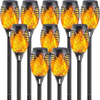 10 Pack Solar Lights Outdoor, Mini Solar Torch Lights with Flickering Flame for Halloween Decor, Solar Halloween Lights Waterproof Solar Powered Outdoor Lights for Garden Pathway Patio Yard Porch