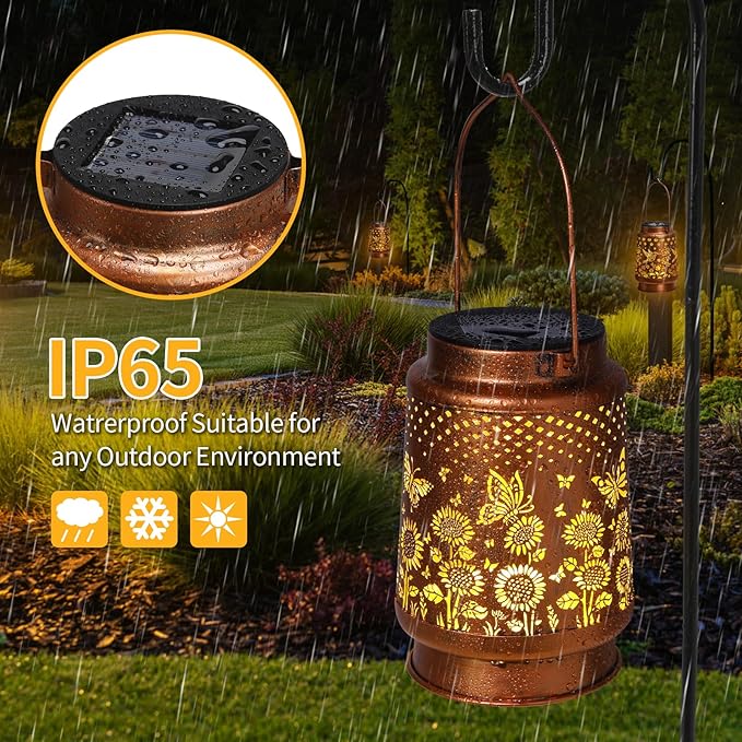 Solar Lanterns Outdoor Waterproof Garden Decor, Metal LED Garden Light,for Yard, Patio, Lawn, Tabletop, Pathway, Landscape,Walkway, Terrace, Balcony as Gifts for Mom Grandma Women(Butterfly)