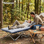 ABORON Camping Cot for Adult 28" Extra Wide, 2PK Heavy-Duty 1200D Oxford Cot for Sleeping, Portable Folding Camp Bed with Mat & Carry Bag