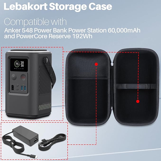 Lebakort Storage Case Compatible with Anker 548 Power Bank Power Station 60,000mAh and PowerCore Reserve 192Wh (Black Case Only)