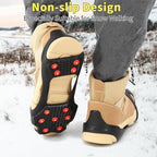 Non-Slip Ice Cleats Snow Grips, Strong Traction Crampons 11 Steel Studs, for Shoes and Boots, Snow Ice Walking