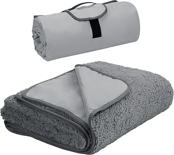 Tirrinia Large Waterproof Outdoor Blanket, Soft Warm Windproof Stadium Blanket with Sherpa Fleece and Foldable for Outdoor Sport, Baseball, Football, Beach, Concerts, Car