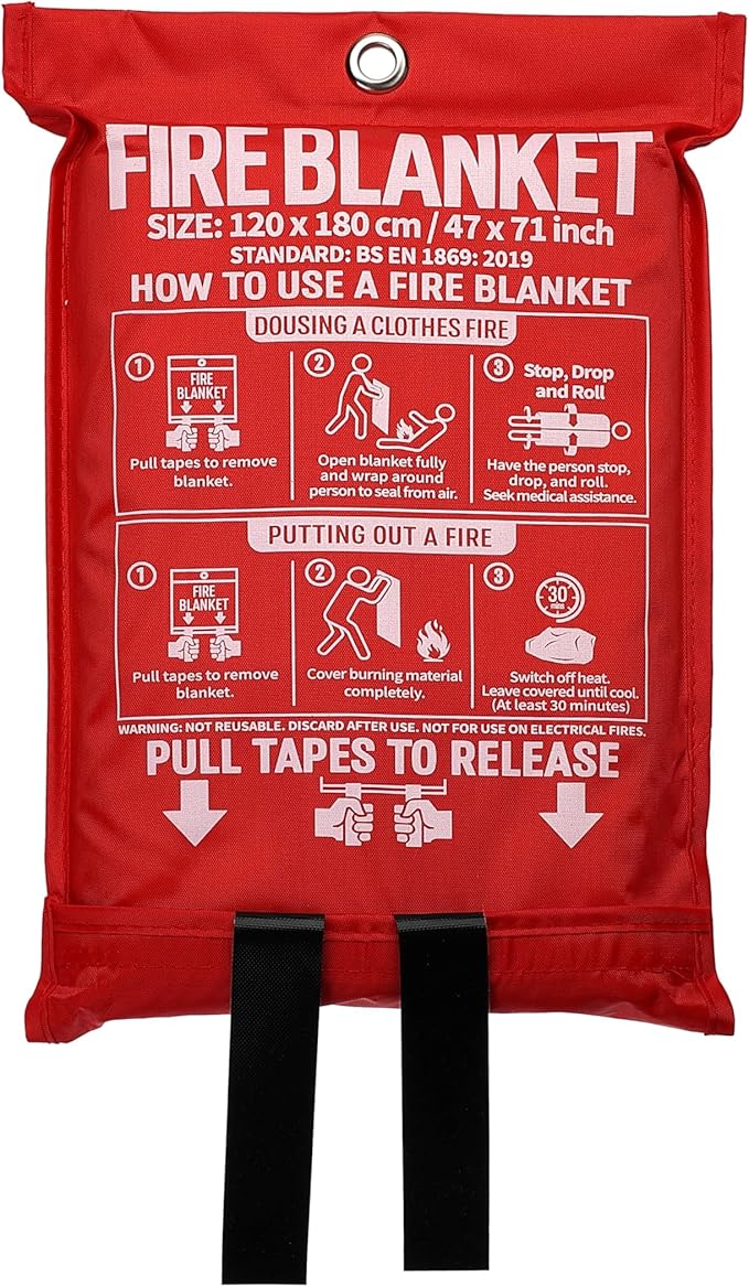 Fire Blanket,47" x 71",Fiberglass Fire Blanket for Camping and Fire Fighting Shelters