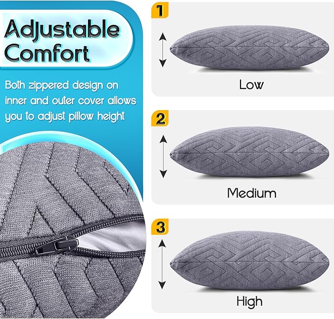 Travel Pillow for Sleeping Camping, Memory Foam Small Pillow with Breathable Cover for Backpacking, Airplane, Car (15.5 X 12 Inch)