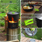 aiGear 3pcs Camping Cookware Mess Kit, Non-Stick Camping Pan Pot Kettle, Lightweight Aluminum, Collapsible Portable Camping Cooking Set for Outdoor Cooking Hiking Picnic