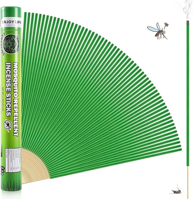 Mosquito Repellent Incense Sticks - 60 Plant-Based Citronella Incense Sticks for Backyard, Travel, Camping, Indoors, and Outdoor Patio