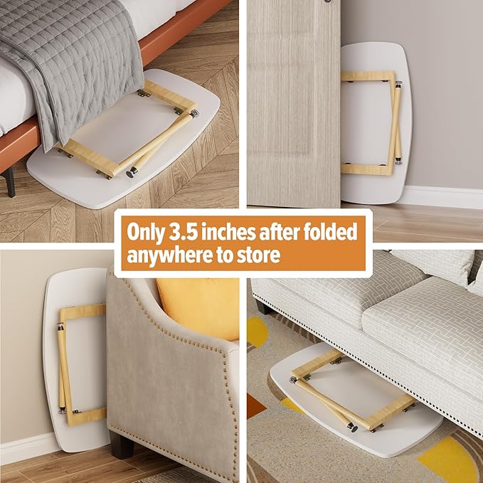 WOHOMO Folding Coffee Table White Small Coffee Tables for Living Room Portable Simple Modern Center Table for Small Spaces, No Assembly, 31.5 * 15.7 * 17.7IN, White Htp