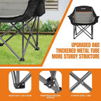 2 Pack Big Heavy Duty Camping Chairs with Cooler Bags, XL Fully Padded Folding Portable Camping Chairs for Adults, Oversized Outdoor Patio Lawn Chair with Arm Cup Holder Supports 450lbs