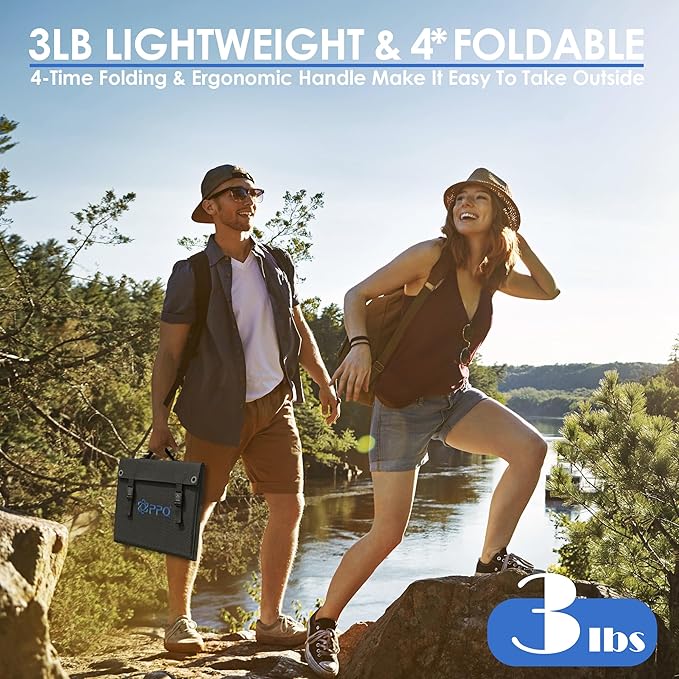 PPQ 40W Portable Solar Panel Kit 18V/2.2A,3lb Foldable Briefcase Solar Charger w/ 24% Efficiency,2 Cables & 14 Outputs for All Phones, Pads, Camping Power Banks, IP67 Waterproof