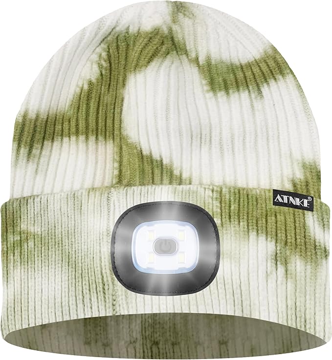 ATNKE LED Lighted Beanie Hat,USB Rechargeable 4 LED Running Headlamp Bright Cap with The Light Gifts for Men and Women