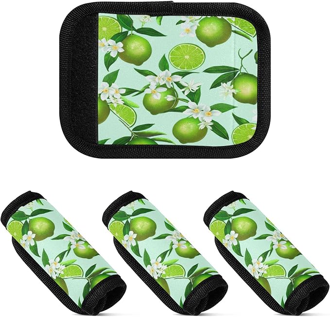 4 Pack Lime Luggage Handle Wrap, Detachable Luggage Tag, Neoprene Suitcase Wrap with Comfort Grip & Bright Identifier for Suitcase, Travel Bag, Sports Bag