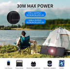 30W Portable Solar Panel,Foldable Solar Panels Charger for Camping Hiking Outdoor,IP65 ETFE Waterproof Panel Solar Kit with 3 Transfer Conectors,DC/Type-C/USB/QC3.0 Output