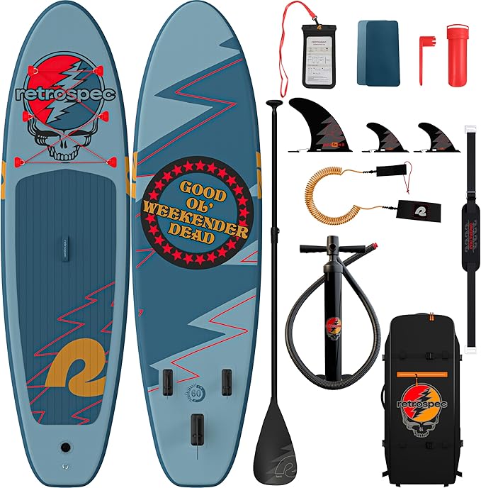 Retrospec Weekender Inflatable Stand Up Paddle Board Includes Paddle, Pump, and Accessories 10’6” Lightweight iSUP, Puncture Resistant Inflatable Paddle Board for Adults