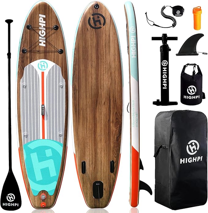 Highpi Inflatable Stand Up Paddle Board for Youth and Adults – Wide Sup with Premium Accessories, Blow Up Paddleboard for Surfing, Fishing, Yoga & More