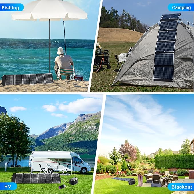 100 Watt Portable Solar Panel, Foldable Solar Panel Charger with Kickstands, QC3.0 USB-A USB-C & DC Output for Phone/Power Station, IP65 Waterproof for Camping Backpacking Hiking RV Blackout