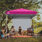 EAGLE PEAK Pop Up Canopy Tent with 1 Sidewall, Easy Setup Event Tent, Outdoor Sun Shade, Wheeled Carry Bag, Stakes and Guy Ropes, Instant Canopy 8x8, Pink