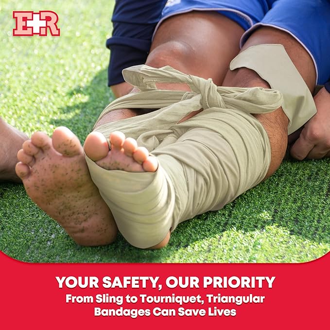 Ever Ready First Aid Triangular Bandage, 40" x 40" x 56", 12 Count- 100% Cotton