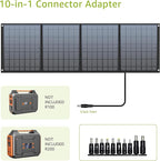 Portable Solar Panel 40W, Foldable Solar Charger for Outdoor Solar Generator Power Station, Adjustable Kickstand,10 in 1 Connectors,DC to DC Cable,USB QC3.0 Output for Camping RV Road Trip Adventure