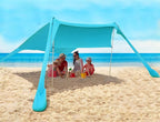 FBSPORT Beach Tent Sun Shelter, Portable Beach Shade Canopy UPF50+ with Sandbags for Outdoor Family Camping, Fishing, Backyard Fun, Picnic, 7 x 7ft