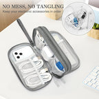 FYY Travel Cable Organizer Pouch Electronic Accessories Carry Case Portable Waterproof Double Layers All-in-One Storage Bag for Cord, Charger, Phone, Earphone Dark Grey