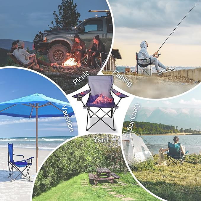 Northroad Camping Chair Portable Camp Chair, Folding Lawn Chair with Cup Holder for Outdoor Camping, Hiking, Travel, Patio, Beach, Picnics