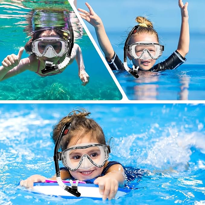 Snorkeling Set for Kids, Full Dry Snorkeling Mask Set for Adults, Anti-Fog Protection, Unisex,HD Panoramic View, Snorkeling Gear for Kids 4-14 Age