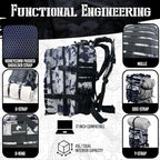 AMERICANPHOENIX 45L Elite Tactical Backpack | 3X Stronger Work & Military Backpack | Water Resistant and Heavy Duty | 3 Day MOLLE Bug Out Bag (Black Ice)