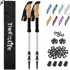 TheFitLife Trekking Poles - Lightweight 7075 Aluminum Hiking Sticks with Cork Grips, Adjustable Telescopic Design, Metal Flip Lock for Men & Women - Perfect for Hiking, Walking, Camping & Backpacking