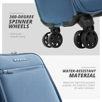 Verage Underseat Carry On Luggage with Wheels & USB Port,14 inch Coast Blue Wheeled Spinner Bag Carry-on Luggages for Airlines, Lightweight Suitcase Men Women, Pilots and Crew