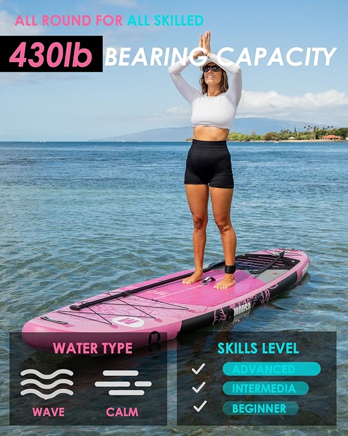 MOUSA 11'6“x35 Extra Wide Inflatable Stand Up Paddle Board, Stable Long SUP for 2 People/Family, Shoulder Strap, 3/5 Handles, 100L Backpack, All-Round Sup Board, Removeable Fin