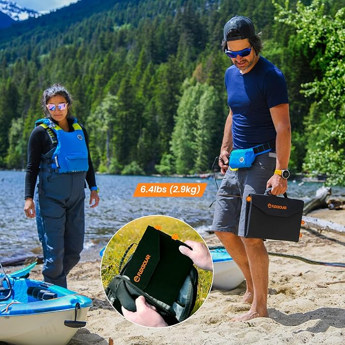 [Upgraded] FlexSolar 60W Portable Solar Panels Chargers QC3.0 USB-A USB-C DC5521 8mm Output Foldable IP65 Waterproof Power Emergency Camping for Small Power Station Generator Tablets Battery Packs