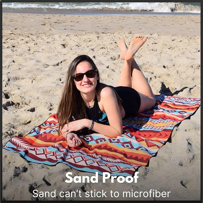 ECCOSOPHY Microfiber Beach Towel - Sand Free Towels are Quick Dry, Light Weight, Super Absorbent - Perfect Pool, Travel, Cruise, Camping Essentials - Oversized Extra Large for Adults 71x35 in