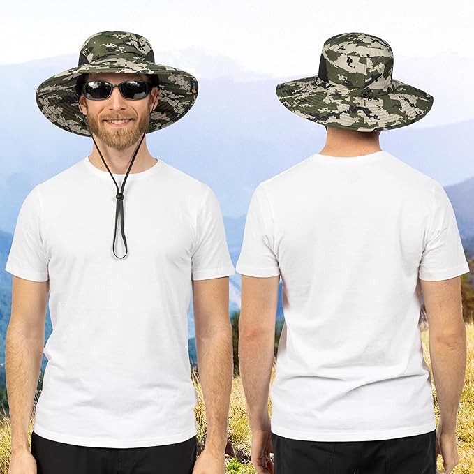 SUN CUBE Wide Brim Sun Hat Men Women, Fishing Hats Sun UV Protection, Mens Hiking Bucket Hat Safari Beach Boonie, UPF 50+