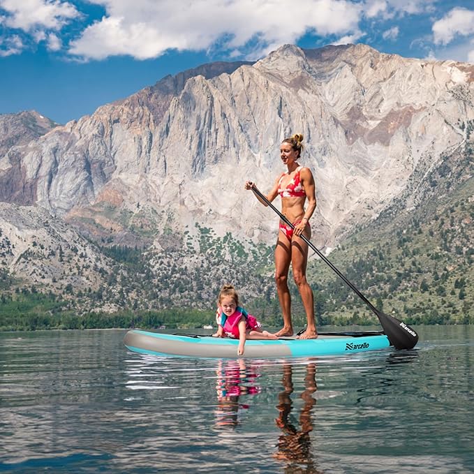 Paddle Board, Inflatable Stand Up Paddle Board，10.6'×33"×6" Ultra-Light SUP Board with Hand Pump, Leash, Repair Kit, Waterproof Phone Case and Backpack